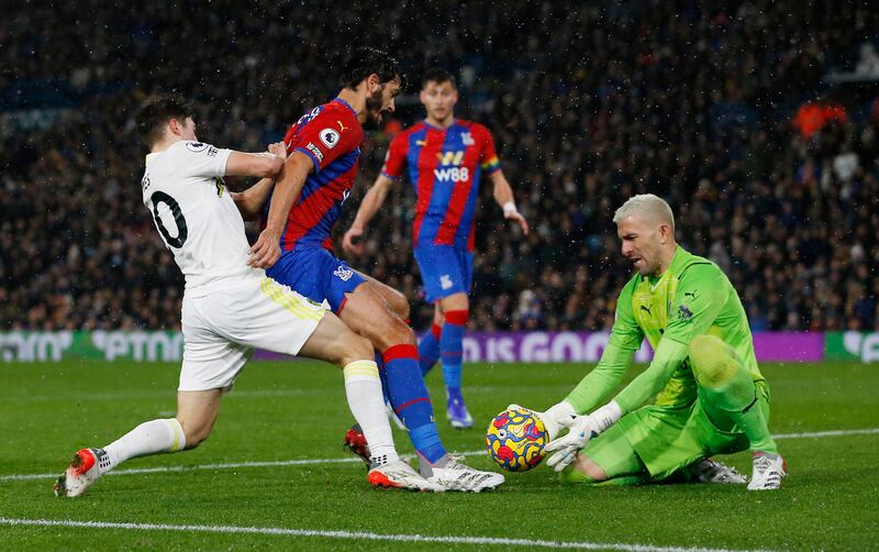 CRYSTAL PALACE RATINGS: Vicente Guaita: 6 - The goalkeeper had little to do, but was called into action in stoppage time to stop Raphinha from the penalty spot. He was wrong-footed by the Brazilian and missed the ball, despite going the right way. Reuters