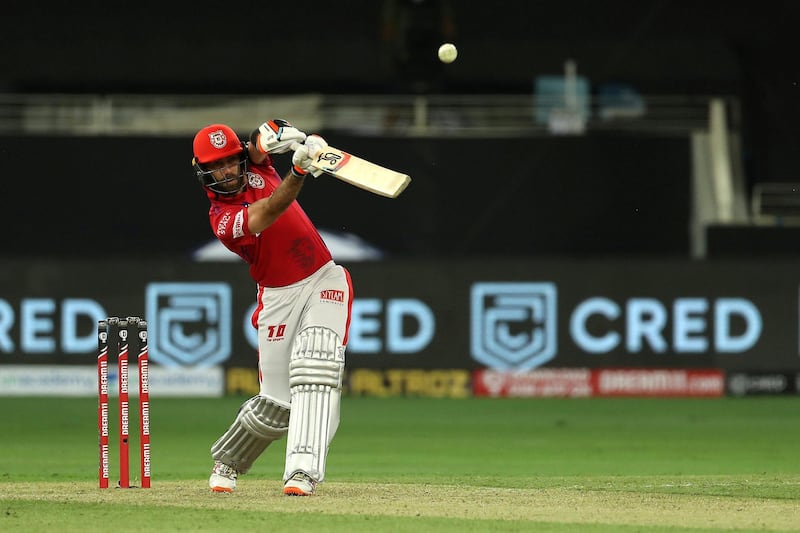 Glenn Maxwell of Kings XI Punjab  during match 6 of season 13 of the Dream 11 Indian Premier League (IPL) between Kings XI Punjab and Royal Challengers Bangalore held at the Dubai International Cricket Stadium, Dubai in the United Arab Emirates on the 24th September 2020.  Photo by: Ron Gaunt  / Sportzpics for BCCI
