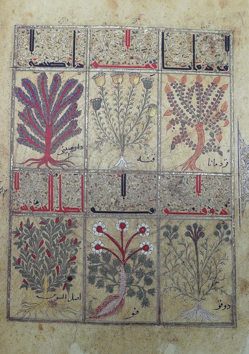 DUBAI , UNITED ARAB EMIRATES , FEB 20  – 2018 :- Original medicinal Persian manuscript at the Juma Al Majid Centre for Culture and Heritage in Dubai. ( Pawan Singh / The National ) For Arts & Life. Story by Melissa Gronlund