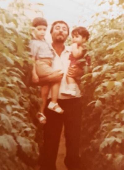 Yahya Al Kodmani with his two older children, Yamen and Yara, in around 1984. Courtesy: Yazen Al Kodmani