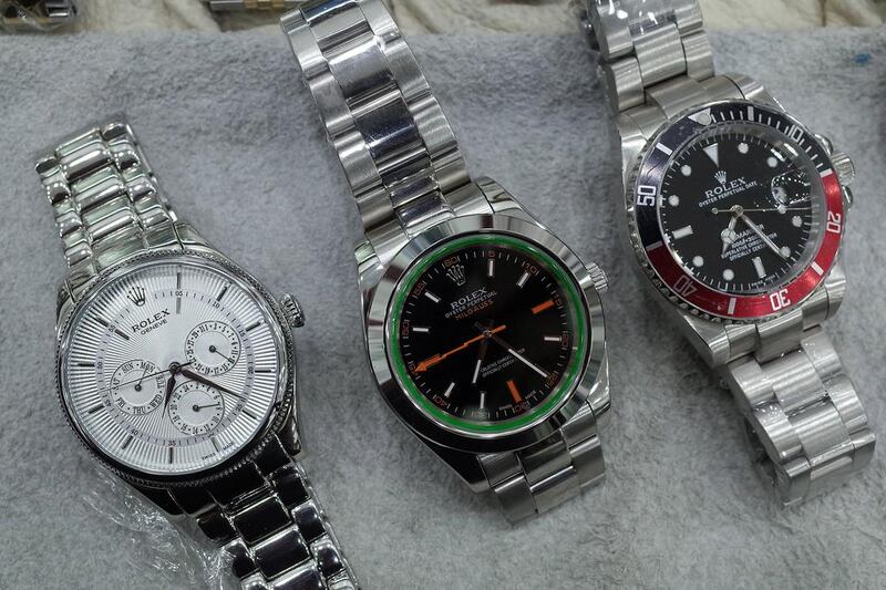 Fake watches of prime brand can be found and bought in various places throughout the UAE. Delores Johnson / The National  