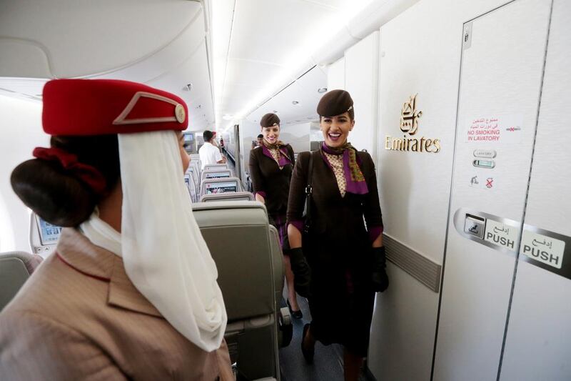 Emirates staff staff could be equipped with augmented reality glasses that display a passenger’s name and travel habits. Christopher Pike / The National