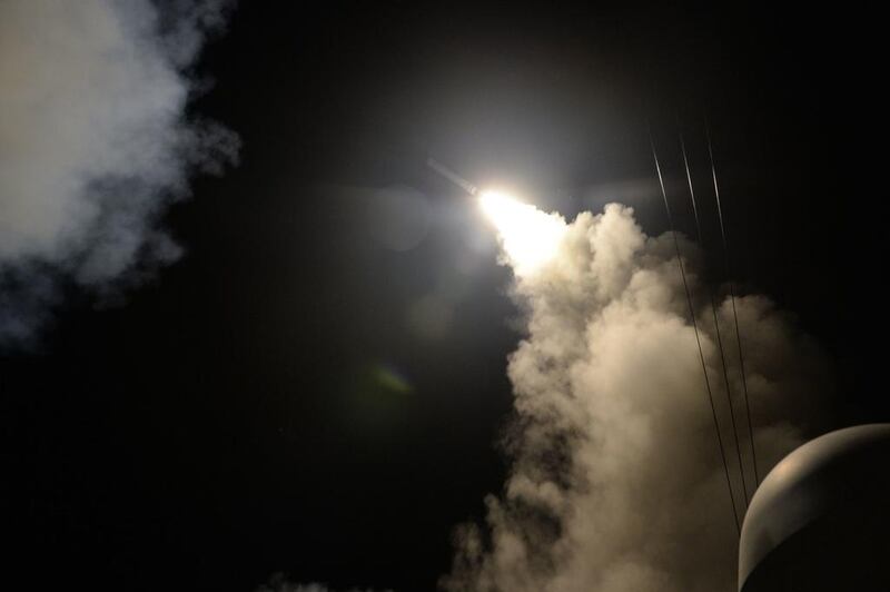 The United States military launched tomahawk cruise missiles against Al Shayrat military airfield near Homs.  Seaman Ford WIlliams / EPA