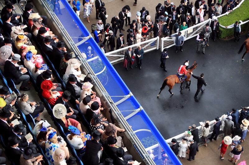 Racegoers look on as Veracious, ridden by Oisin Murphy, heads to the track for the Duke Of Cambridge Stakes. Press Association