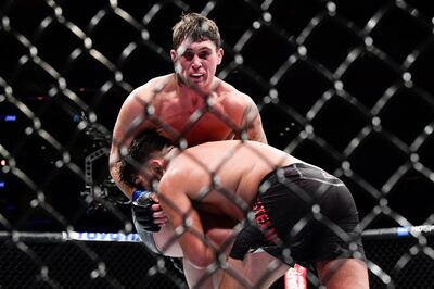 NEW YORK, NEW YORK - NOVEMBER 02: Kelvin Gastelum of the United States (R) fights against Darren Till of the United Kingdom in the Middleweight bout during UFC 244 at Madison Square Garden on November 02, 2019 in New York City.   Steven Ryan/Getty Images/AFP