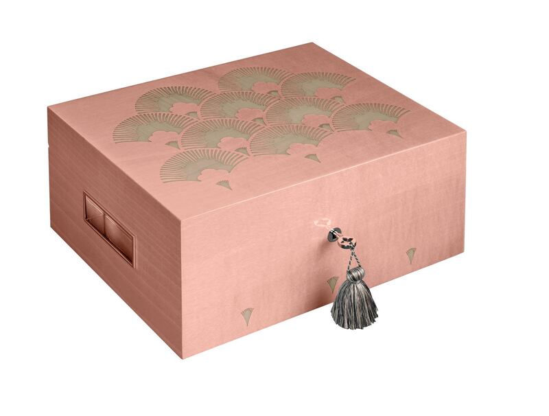 The new Kyoto Sakuro humidor comes in a shade of baby pink. Courtesy Lotusier