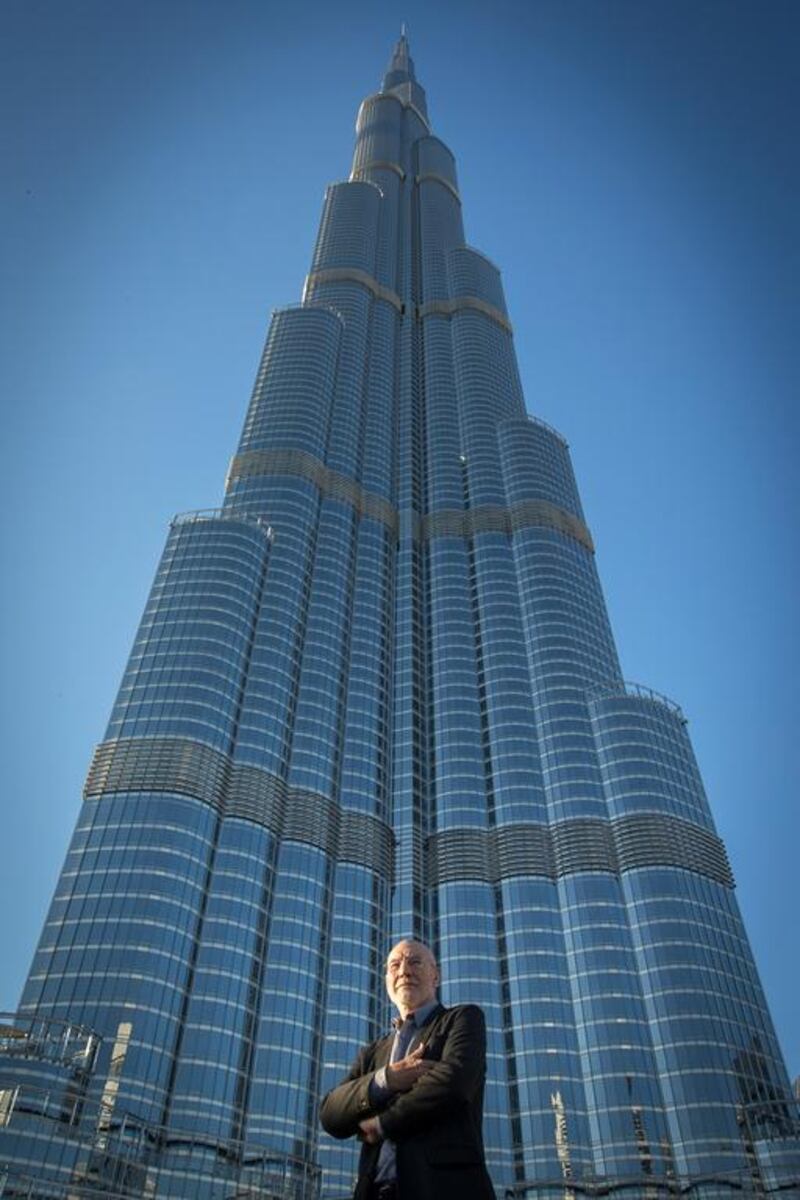 Patrick Stewart outside the Burj Khalifa. Courtesy Chivas Legends  