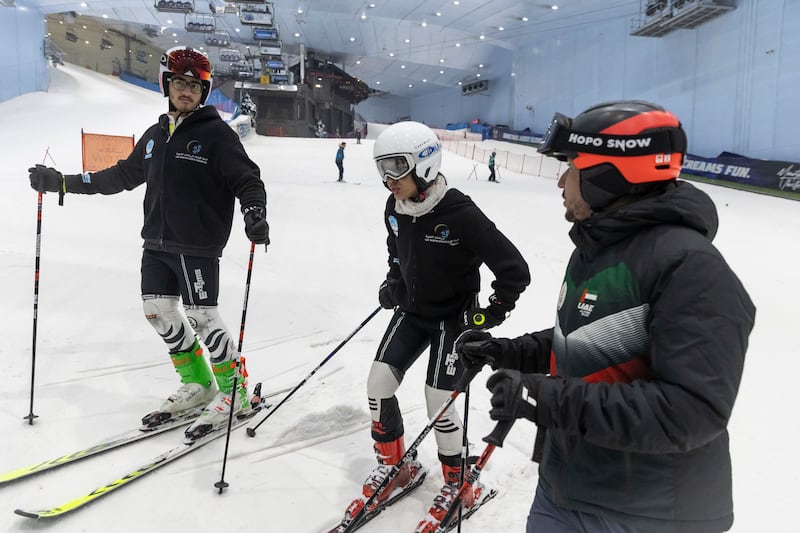 The UAE ski team during a training session