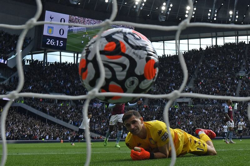 ASTON VILLA PLAYER RATINGS: Emiliano Martinez – 6. Not at fault for either goal and marshalled his defence well as Tottenham broke forward on the counter. AFP