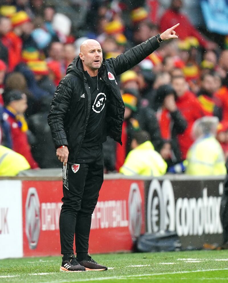 Wales manager Rob Page gestures on the touchline. PA