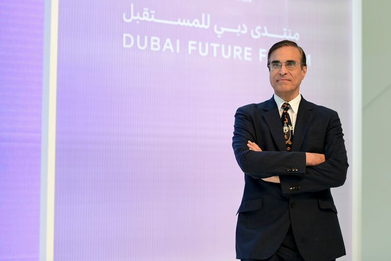 Dr Jose Cordeiro at the Dubai Future Forum where he told guests that humans would soon be able to live forever. All photos: Khushnum Bhandari / The National
