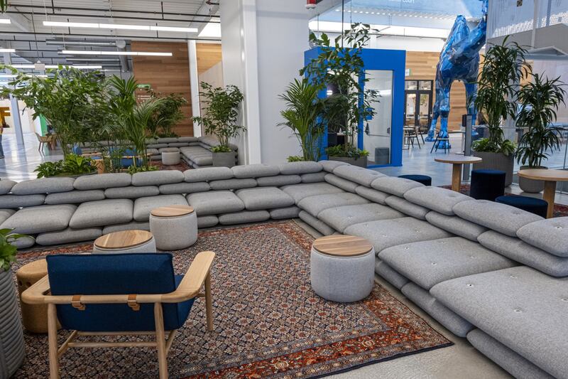 A seating area inside Google's new Bay View campus. Bloomberg