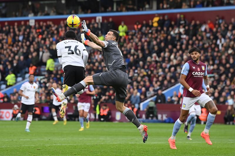 Anthony Elanga - 5 On for Garnacho after 65 and was about to touch the ball when Villa goalkeeper Martinez smashed into him. So impressive in the equivalent game last season. Not this.

Getty