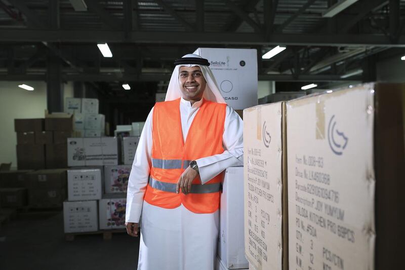 Hassan Al Sayegh, co-founder of Mena360 in his warehouse in Dubai Logistics City. Sarah Dea / The National