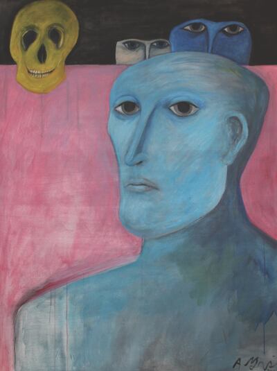 May 31, 2017 - Ahmed Morsi, Blue Man, 2015. Courtesy of Sharjah Art Foundation *** Local Caption ***  Ahmed Morsi, Blue Man, 2015, acrylic on canvas, 127 x 152 cm Courtesy of Sharjah Art Foundation.jpeg