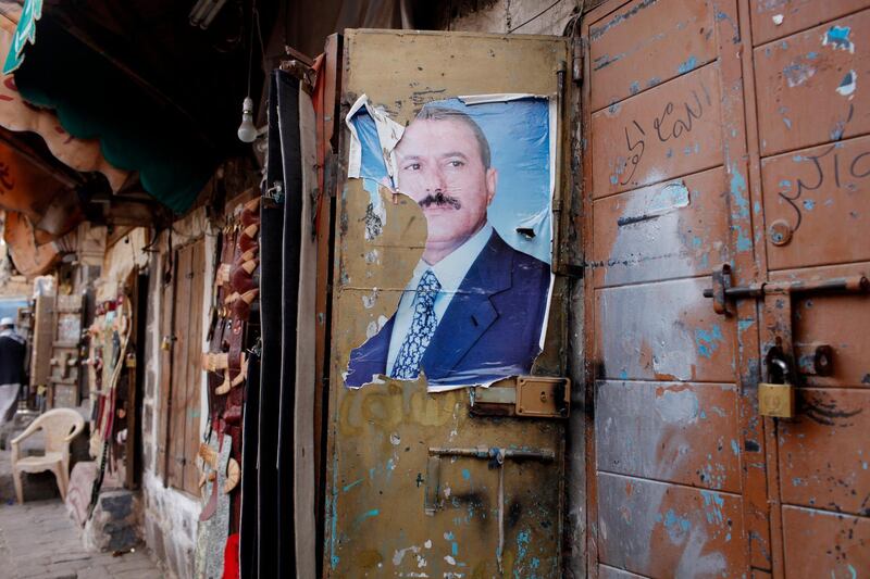SANA'A, YEMEN - February 10, 2010: A photograph of Ali Abdallah Salih, President of Yemen on a shop wall in old Sana'a, Yemen. ( Ryan Carter / The National ) 
