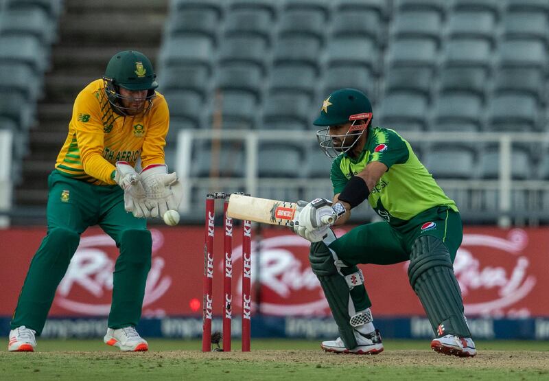 Pakistan's batsman Mohammad Rizwan, right, score a match-winning fifty against South Africa in the first T20. AP