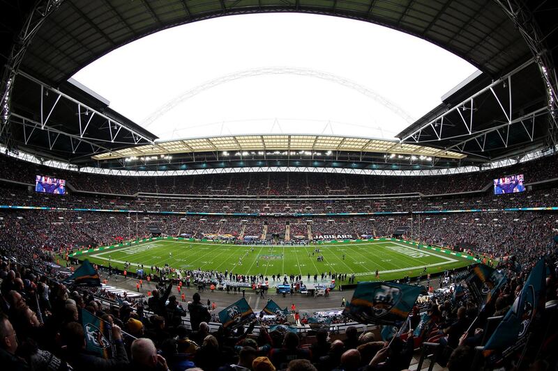 LONDON, ENGLAND - NOVEMBER 03: General view inside the stadium as the Jacksonville Jaguars kick off during the NFL match between the Houston Texans andÂ Jacksonville Jaguars at Wembley Stadium on November 03, 2019 in London, England. (Photo by Jack Thomas/Getty Images)
