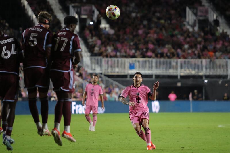 Inter Miami's Lionel Messi takes a free kick. AFP