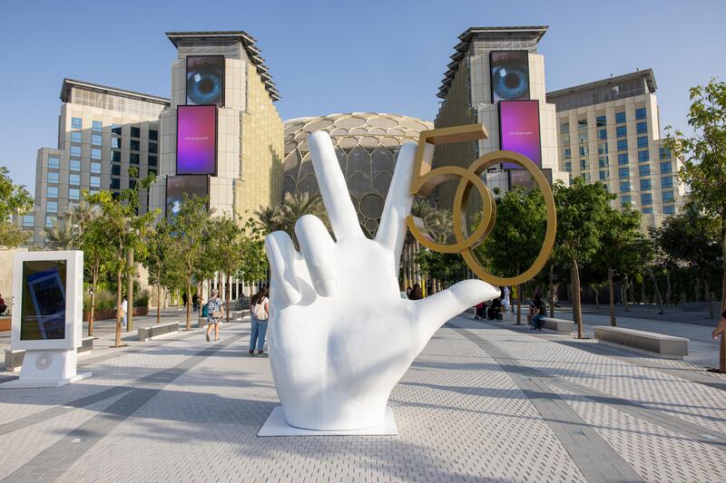 Installation in celebration of the UAE's 50th National Day in Al Wasl Avenue, Expo 2020 Dubai. Photo: Christopher Pike / Expo 2020 Dubai