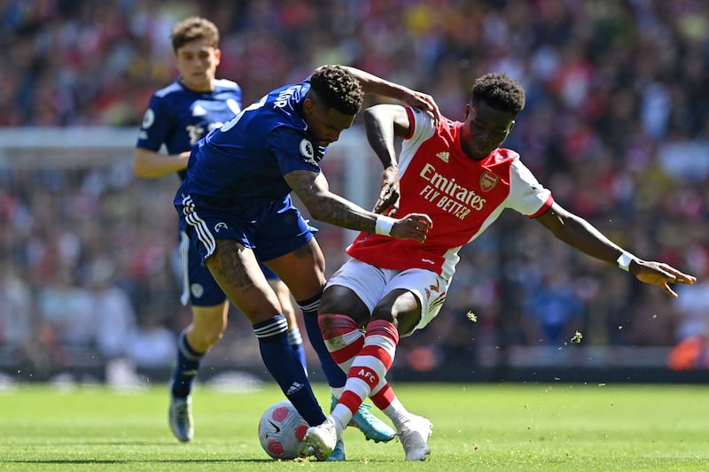 Bukayo Saka - 7: Drilled first-half chance straight at keeper, caused Firpo plenty of problems with his attacking runs as Arsenal ripped Leeds apart at will. Quieter after break and taken off with just over 20 minutes to go. AFP