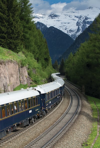 The train travels through snow-capped mountains. Photo: Belmond 
