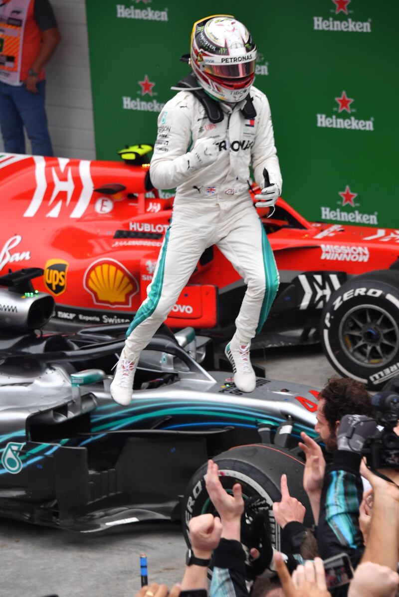 The victory was Lewis Hamilton's 10th of the season.  AFP
