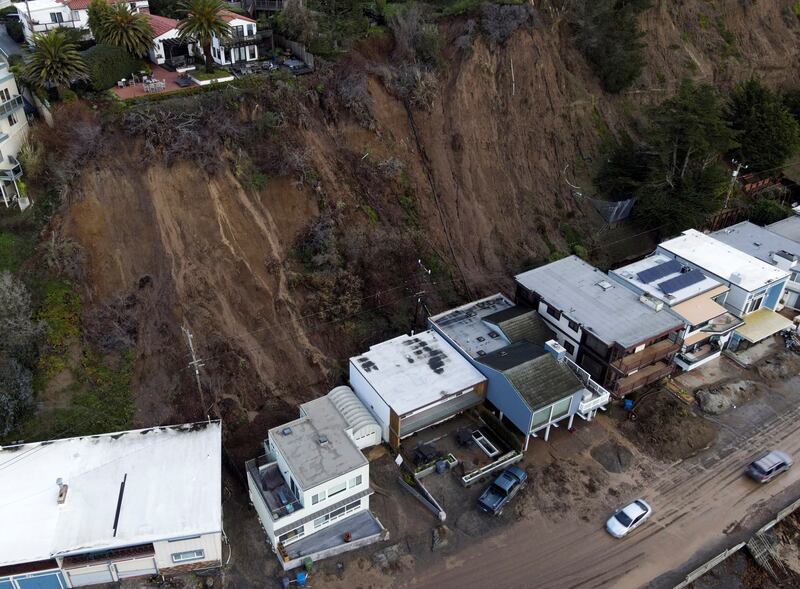A view of a mudslide and damaged houses in Aptos, California. Reuters