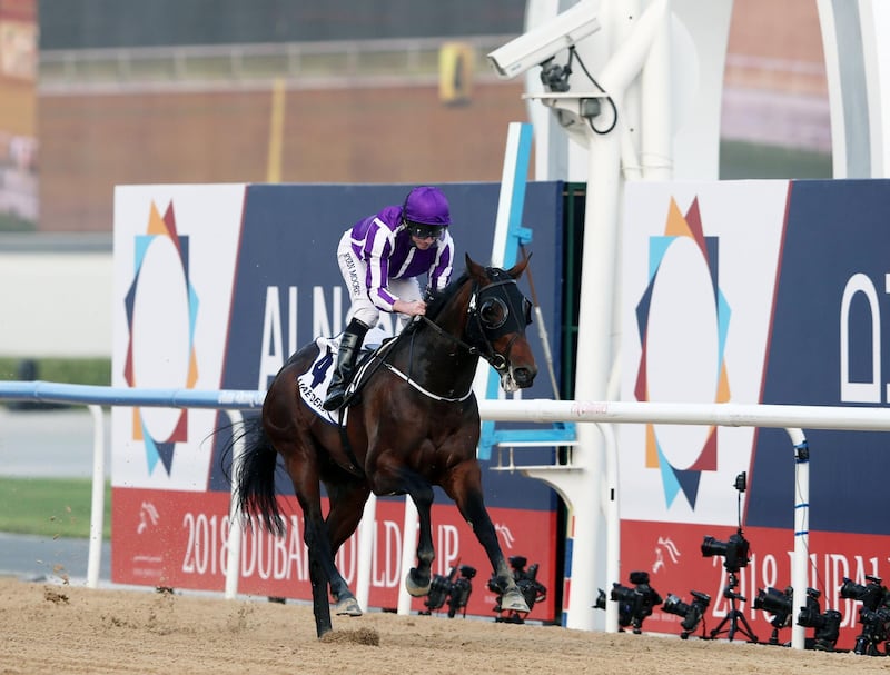 Ryan Moore rides Mendelssohn to victory in the UAE Derby. Ahmed Jadallah / Reuters