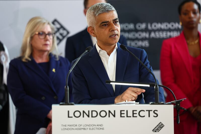 Sadiq Khan speaks after winning an unprecedented third term as London's mayor. Getty Images