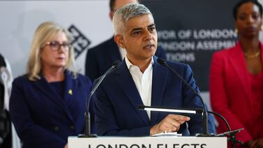 Sadiq Khan speaks after winning an unprecedented third term as London's mayor. Getty Images