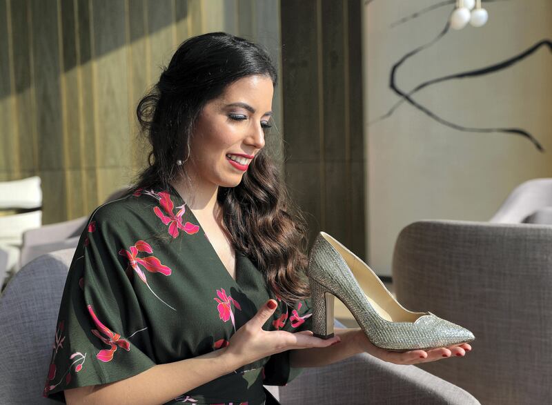 Dubai, United Arab Emirates - September 13th, 2017:  Shoe designer Silvia Lago and her shoes on exhibit. Wednesday, September 13th, 2017, FIVE Palm Jumeirah, Dubai. Chris Whiteoak / The National