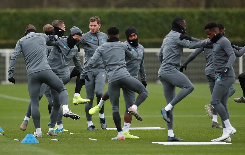 Spurs players train. Reuters