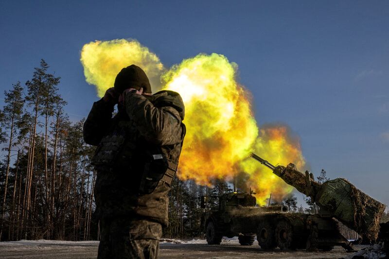 A howitzer is fired at Russian positions in Donetsk. Reuters