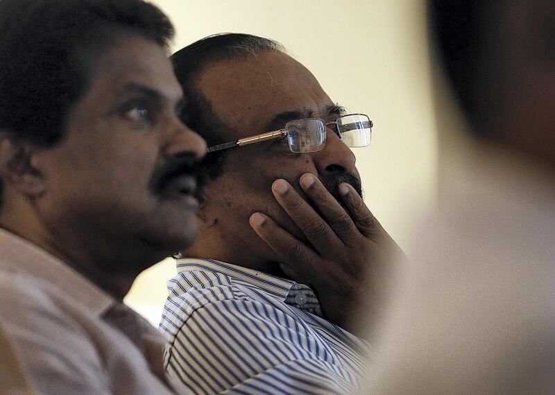 Sharjah, May, 23, 2019: A congress supporters looks dejected at the Indian association in Sharjah.  Satish Kumar/ For the National