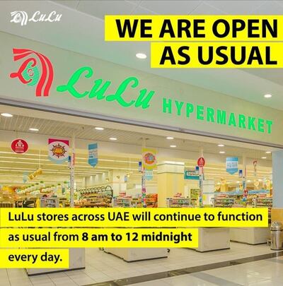 Lulu has reassured residents they are operating normal working hours and are urging against panic buying. Courtesy: Lulu