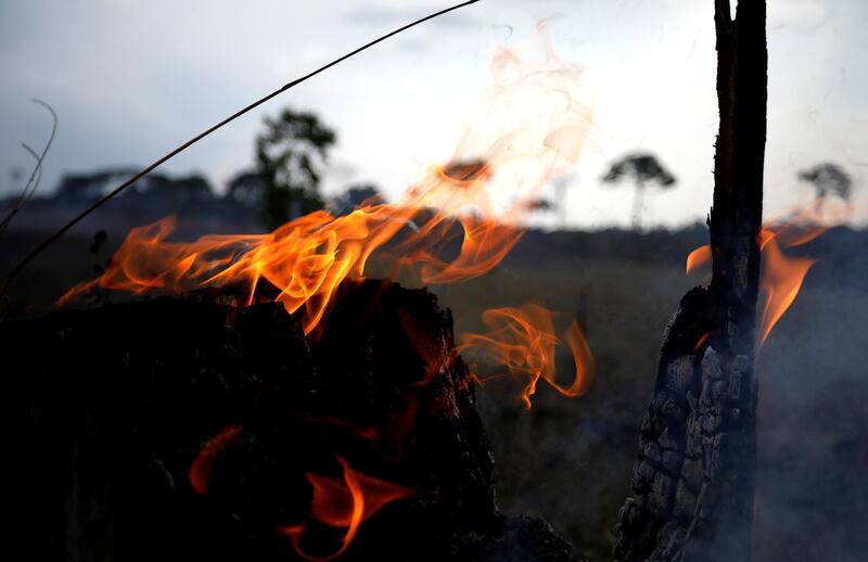 A tract of Amazon jungle burning is seen in Apui, Amazonas state, Brazil August 31, 2019. REUTERS/Bruno Kelly