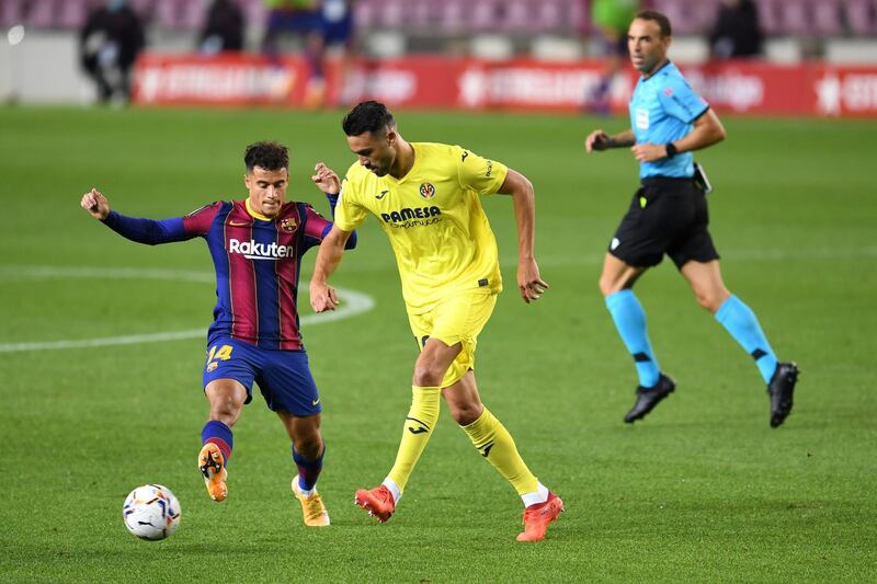 Philippe Coutinho – 7, The Brazilian forward constantly switched from left to right and linked well with Messi and Fati, breaking at speed and showing plenty of neat tricks. Looked closer to his menacing best. Getty