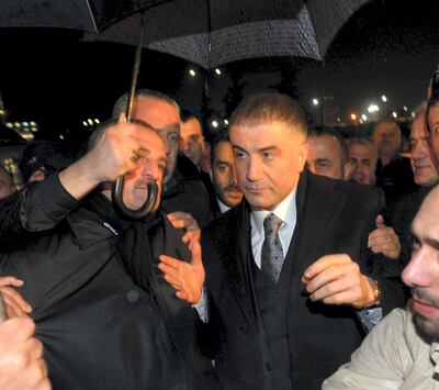 ISTANBUL, TURKEY - MARCH 11:  Prominent detainee (alleged mafia leader with links to the 'deep state') Sedat Peker in the Ergenekon coup plot case released from Silivri Prison in Istanbul following the 8th and the 21th High Criminal Courts order in Istanbul, Turkey on March 10, 2014. (Photo by Islam Yakut/Anadolu Agency/Getty Images)