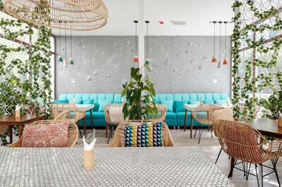 The eatery has a cool and colourful interior 