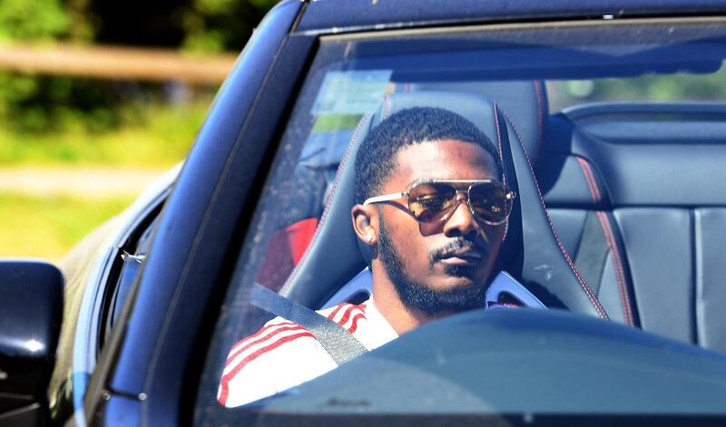Arsenal's Ainsley Maitland-Niles arrives at the English Premier League side's training complex at London Colney, near St Albans. EPA