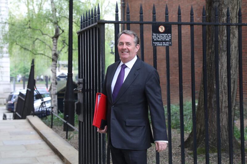 Britain's International Trade Secretary Liam Fox leaves 10 Downing Street after attending a Cabinet meeting in London on April 23, 2019.  / AFP / ISABEL INFANTES
