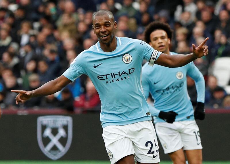 Centre midfield: Fernandinho (Manchester City) – Often the unsung hero in the City midfield, the Brazilian got a reward with a rare goal, the 102nd of City’s season. John Sibley / Reuters