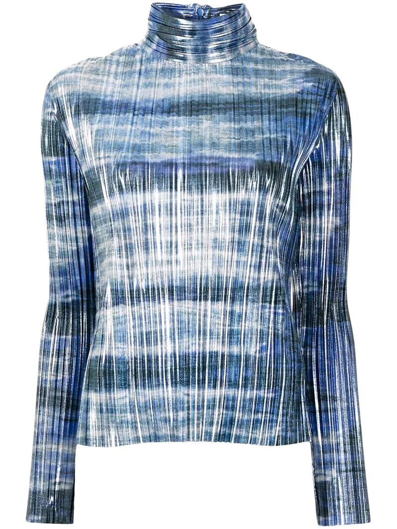 Metallic plissé top, Dh3,000, Semsem at Farfetch