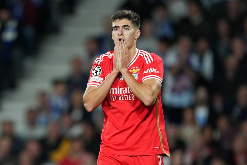 Benfica's Antonio Silva during the Portuguese club's 3-1 Champions League defeat at Real Sociedad on November 8, 2023. Getty Images