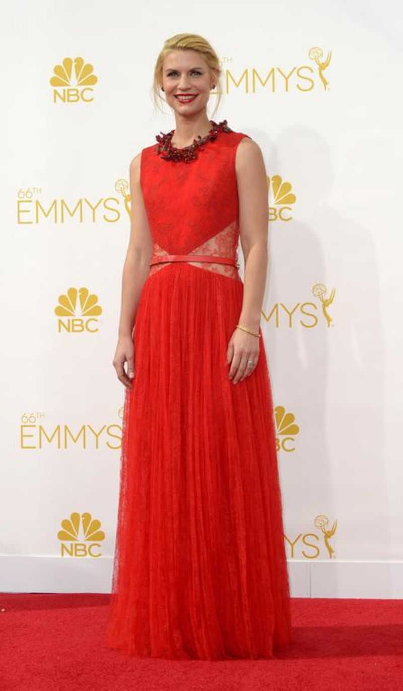 Claire Danes wears Givenchy  to the 2014 Primetime Emmy Awards. EPA