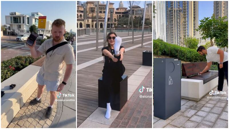 Content creators test popular claims about Dubai on TikTok. Photo: @comprand0m, @elonakarafin, @walidelmusrati / TikTok