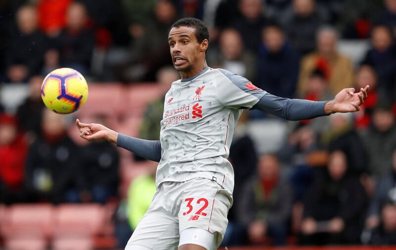 Soccer Football - Premier League - AFC Bournemouth v Liverpool - Vitality Stadium, Bournemouth, Britain - December 8, 2018  Liverpool's Joel Matip in action   REUTERS/Peter Nicholls  EDITORIAL USE ONLY. No use with unauthorized audio, video, data, fixture lists, club/league logos or "live" services. Online in-match use limited to 75 images, no video emulation. No use in betting, games or single club/league/player publications.  Please contact your account representative for further details.