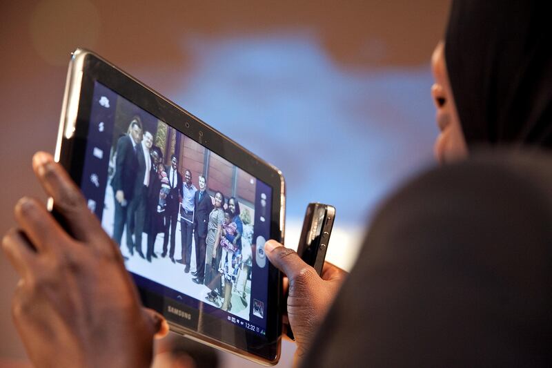 Abu Dhabi, United Arab Emirates, June 11, 2013: 
An international mix of graduates and their families celebrate and pose for pictures after the graduates have received their diplomas at the Masdar's 2013 graduation ceremony on Wednesday evening, June 12, 2013 at the Emirates Palace in Abu Dhabi.
Silvia Razgova / The National

 *** Local Caption ***  sr-130612-masdargrad17.jpg