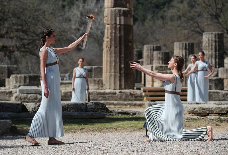 The Olympic flame lighting ceremony for the Tokyo 2020 Summer Olympics. Reuters